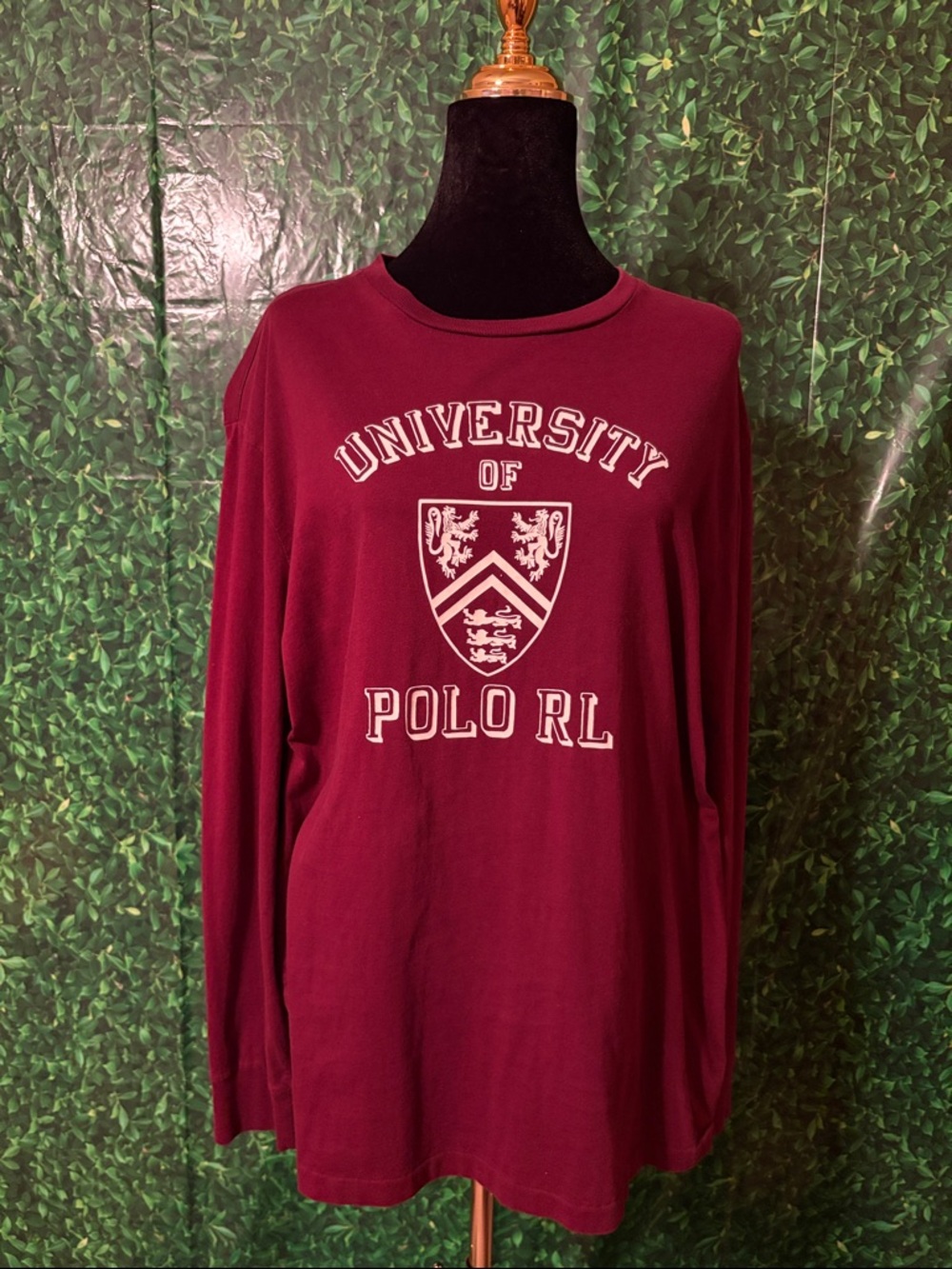 Polo by Ralph Lauren Long-Sleeve University Tee - Burgundy with White Crest